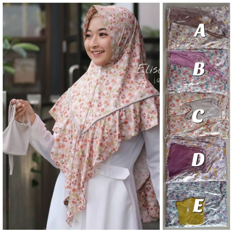 GROSIR JILBAB MURAH JEMBER/ELISA MOTIF BUNGA MASKER/ FASHION MUSLIM HIJAB GROSIR JEMBER