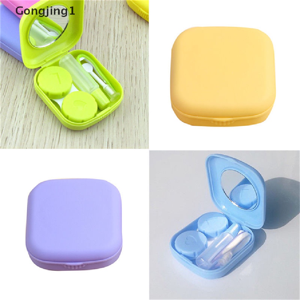 Gongjing1 Case Holder Lensa Kontak Mini Ukuran Saku Dengan Cermin Untuk Travel