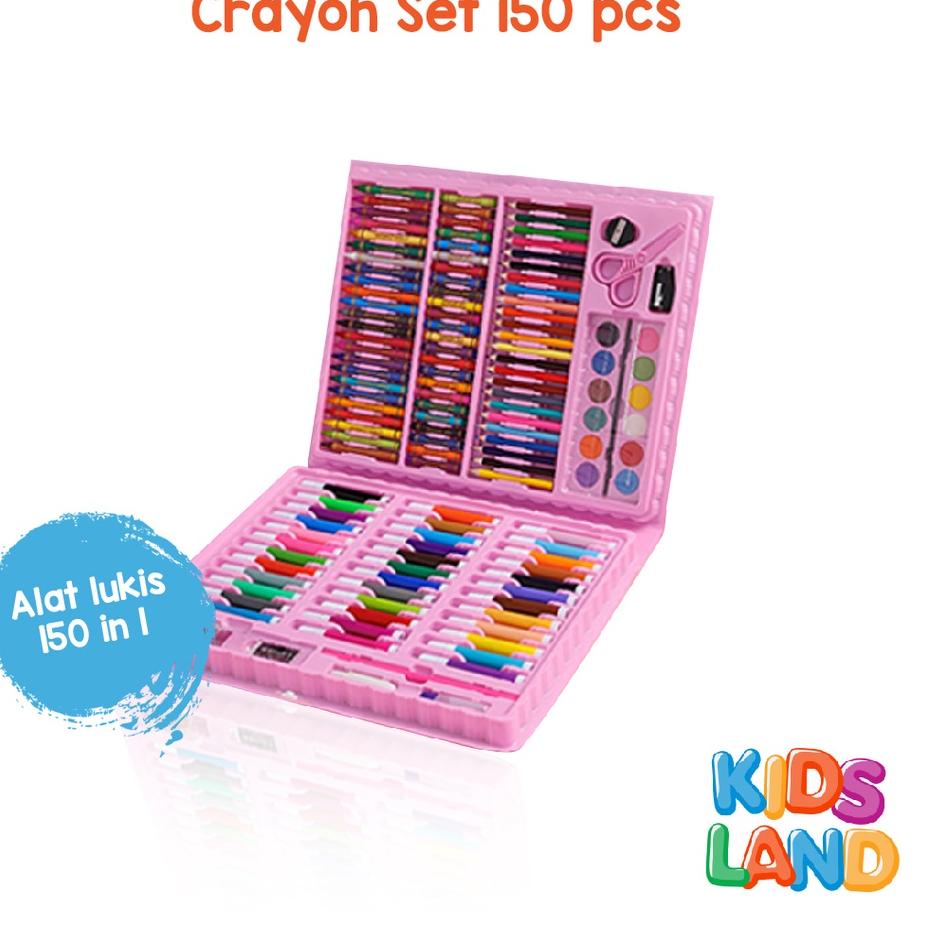 

Terbaru! Krayon Anak Set Koper 150 in 1 Crayon Full Alat Melukis Mewarnai Set KIDS LAND 愛