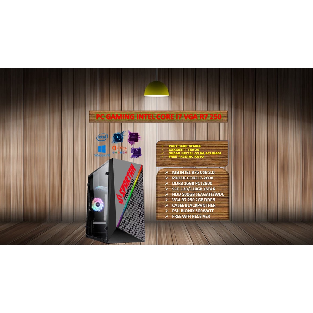 PC GAMING CPU RAKITAN INTEL CORE I7 || VGA 2GB || RAM 16GB || COMPUTER EDITING DESIGN GRAFIS