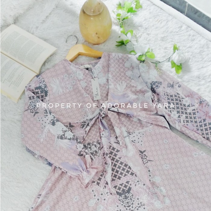 Yara - Gamis Wanita Dior Silk Premium Jumbo Ld 120 Dress Pink Motif Terbaru