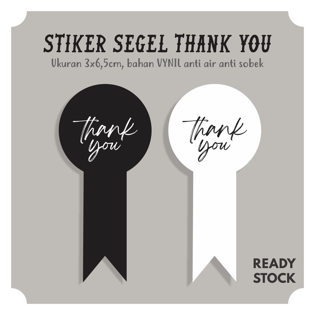 

PAPERDESIGN.INDO - <READY STOCK> STIKER SEGEL THANK YOU VYNIL ANTI AIR ANTI SOBEK UNTUK BOTOL, BOX, DUS, KEMASAN, DLL HITAM PUTIH AESTHETIC