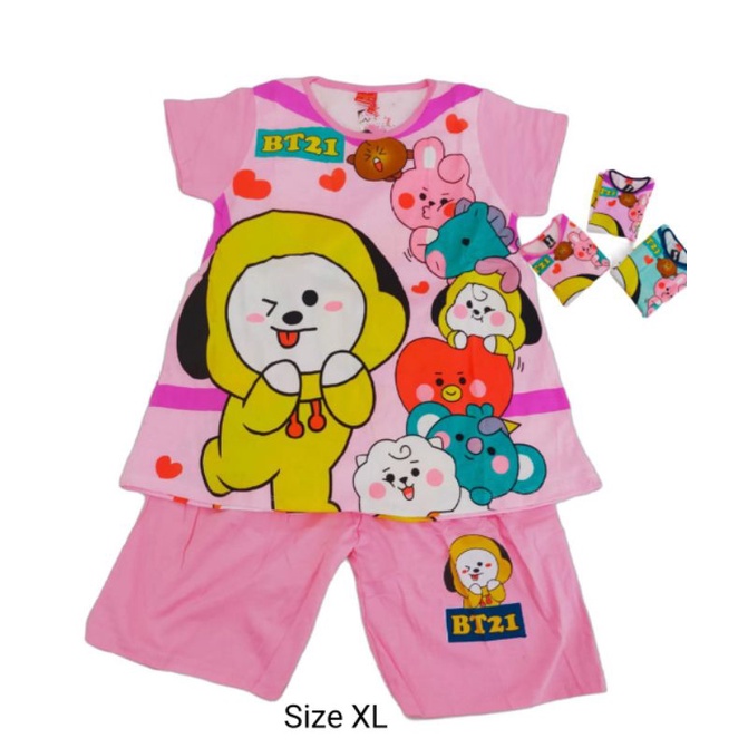 BT21 Setelan Anak Perempuan Setelan Anak Cewek BT21 Dres BT21