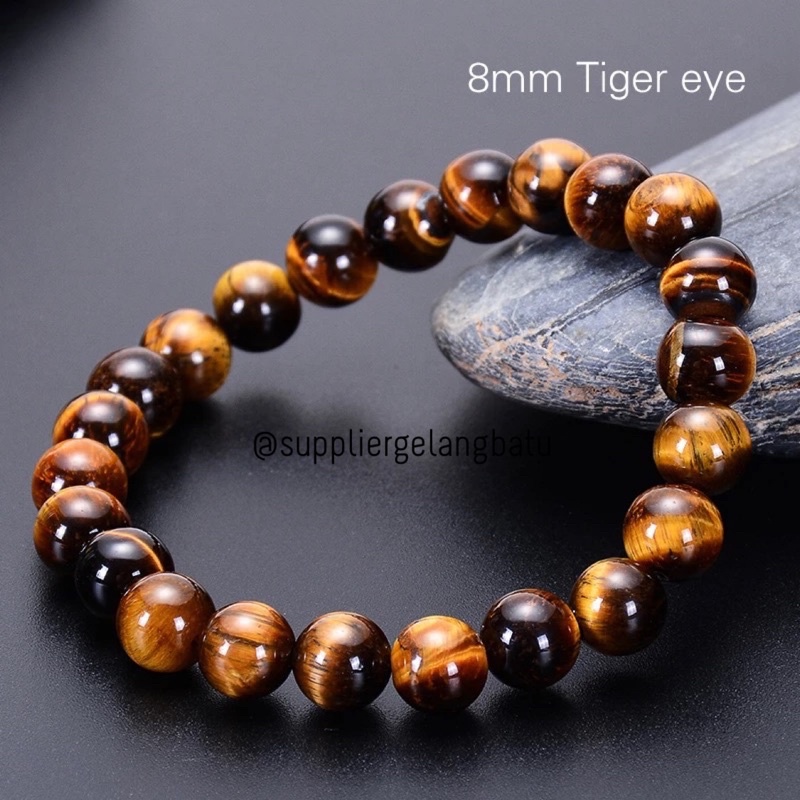 Gelang Pria Tiger Eye Premium Coklat Biru Hijau merah Hitam Ungu Zircon Black red