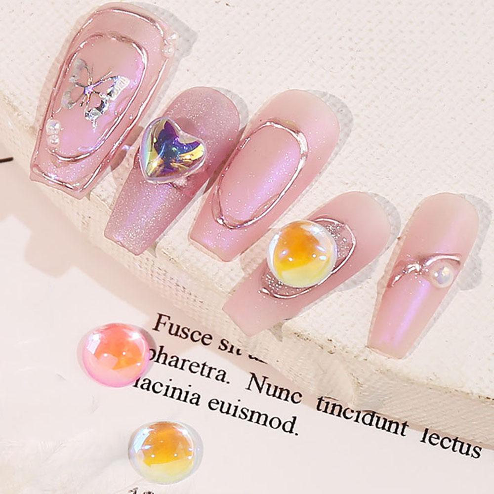 AUGUSTINA Agustina DIY Dekorasi Nail Art Flat bottom Manicure Oval Aurora Phantom Mocha Fluorescent Diamond