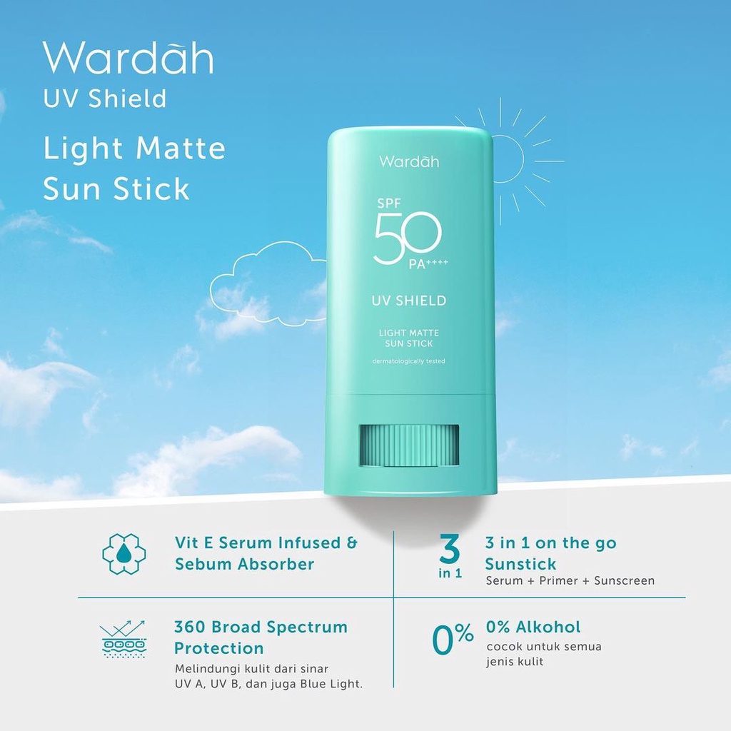 WARDAH UV SHIELD ESSENTIAL SUNSCREEN GEL| AQUA FRESH ESSENCE| LIGHT MATTE SUN STICK | SUNSCREEN SPF 30 50 PA++++ SUNBLOCK WARDAH UV PROTECTION WARDAH WARDAH BEAUTY OFFICIAL SUNSCREEN WAJAH MURAH PERAWATAN WAJAH ORIGINAL WARDAH SUNSCREEN OREN BIRU SUNSTICK