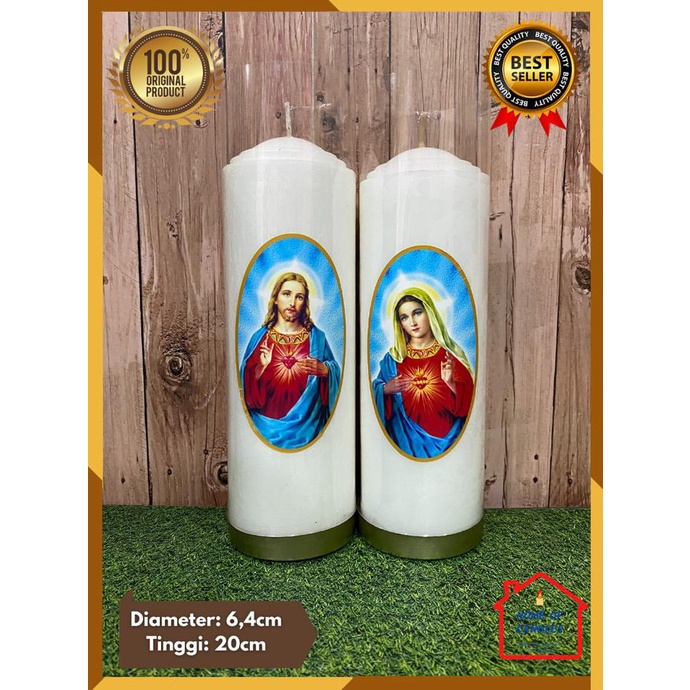 Lilin Doa Maria Yesus (2pcs) Lilin Ibadah Doa Rohani Ukuran 2 Kati