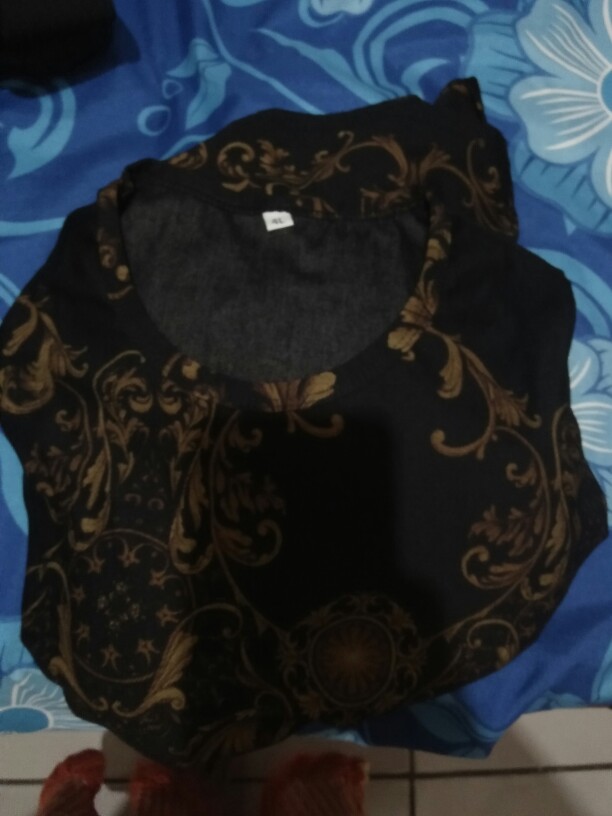 Baju Gamis Sultan Motif Batik Bahan Calvin Jeans