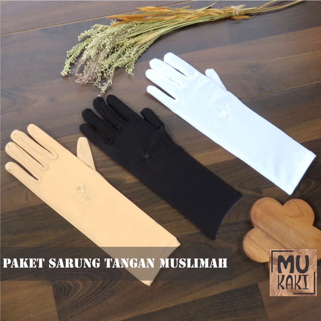 Paket Sarung Tangan Wanita Muslimah Full Jari Random Mix 12pcs Mukaki