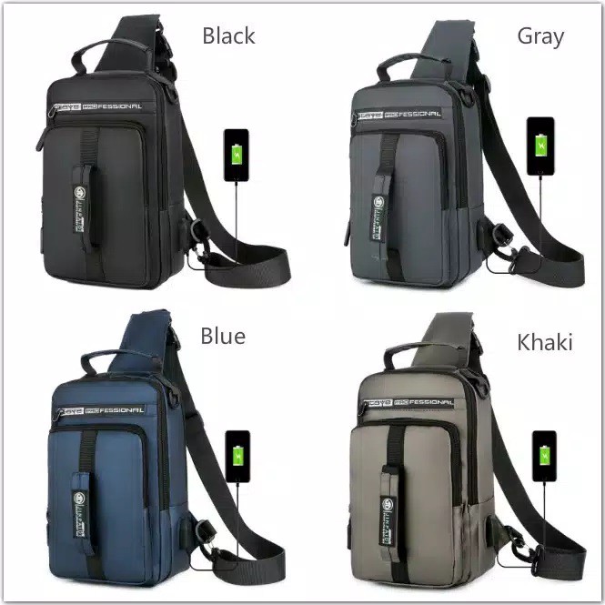 Original import tas selempang gendong ransel olah raga outdoor mancing hiking kabel usb cas reno f3