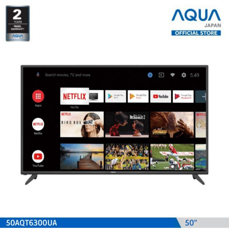 AQUA JAPAN LED TV 50AQT6300 ANDROID SMART TV FULL HD 50 INCH GARANSI RESMI