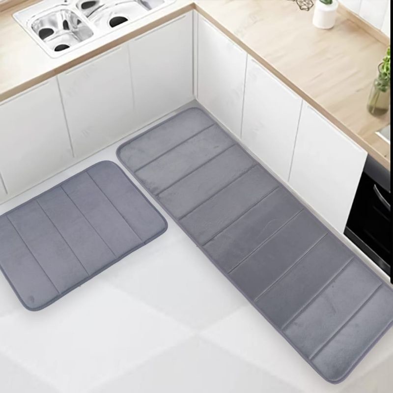 CC (KS03) Satu Set Isi 2 Keset Memory Foam Keset Dapur Kamar Mandi Kamar Tidur Tidak Licin