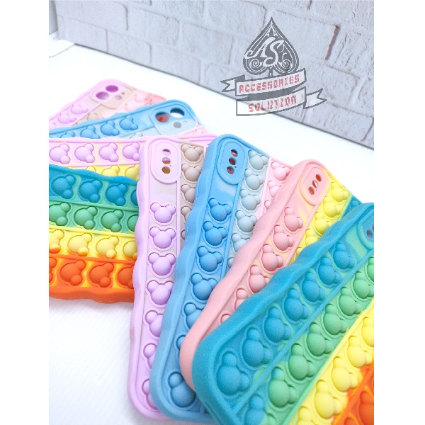 SILICONE CASE POP IT IPHONE 7 PLUS 8 PLUS PELINDUNG CAMERA - CASE PENGHILANG STRESS PUSH IT BUBBLE CASE RAINBOW