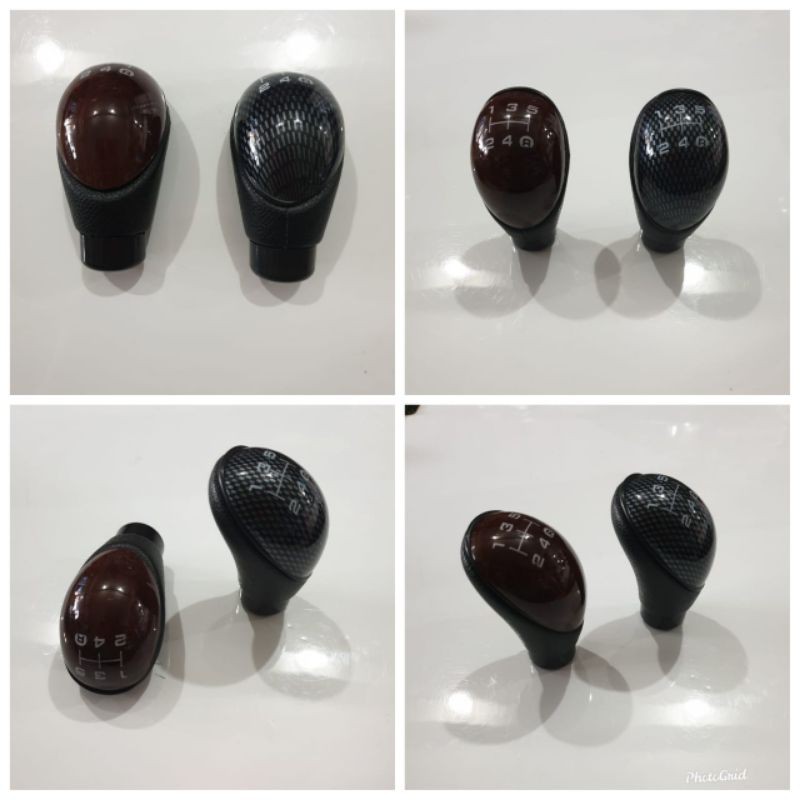 gear KNOP MASUK gigi shift KNOB TUAS persneling mobil manual kulit kayu / carbon UNIVERSAL