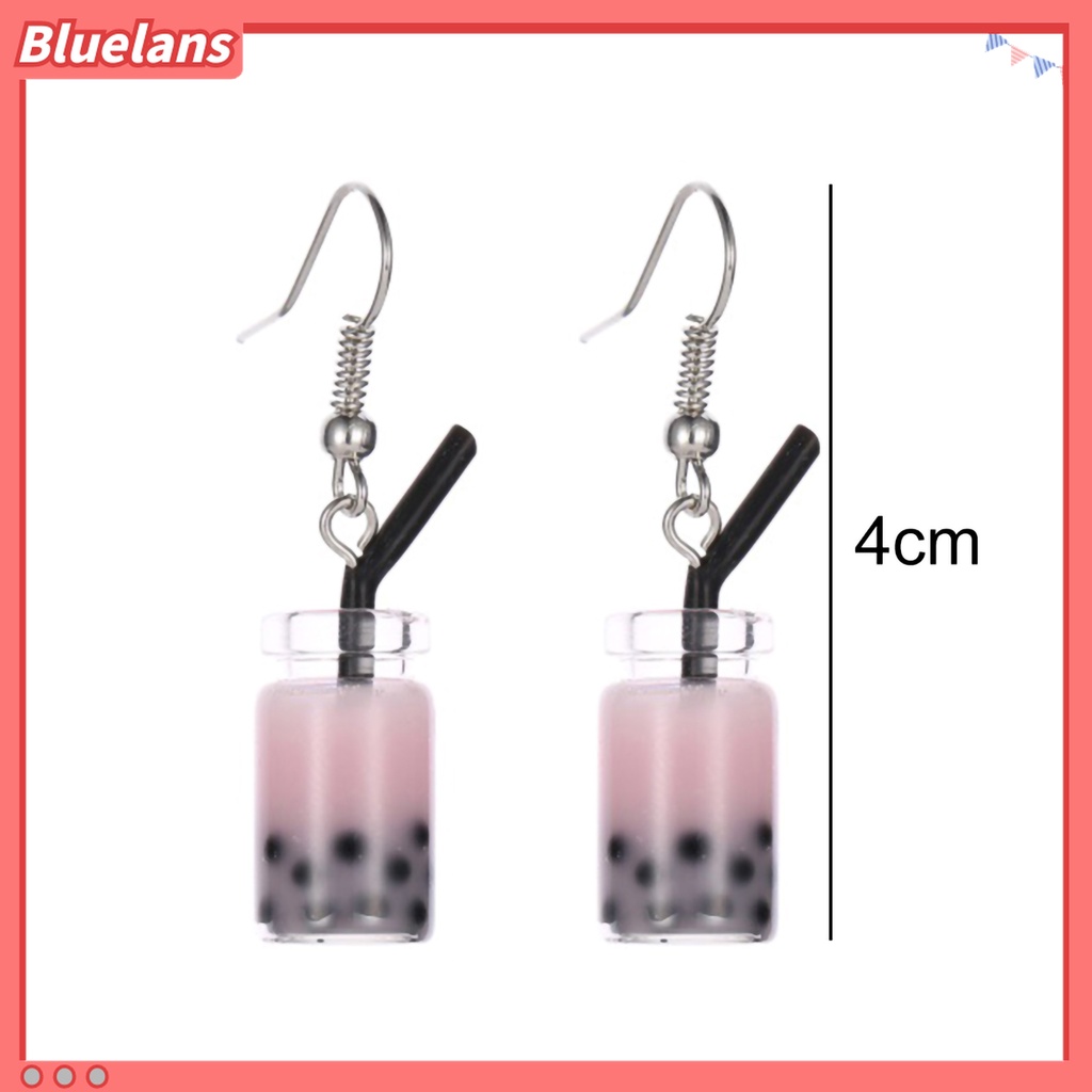 Anting Kait Gantung Panjang Wanita Desain Minuman Bubble Tea Untuk Pesta