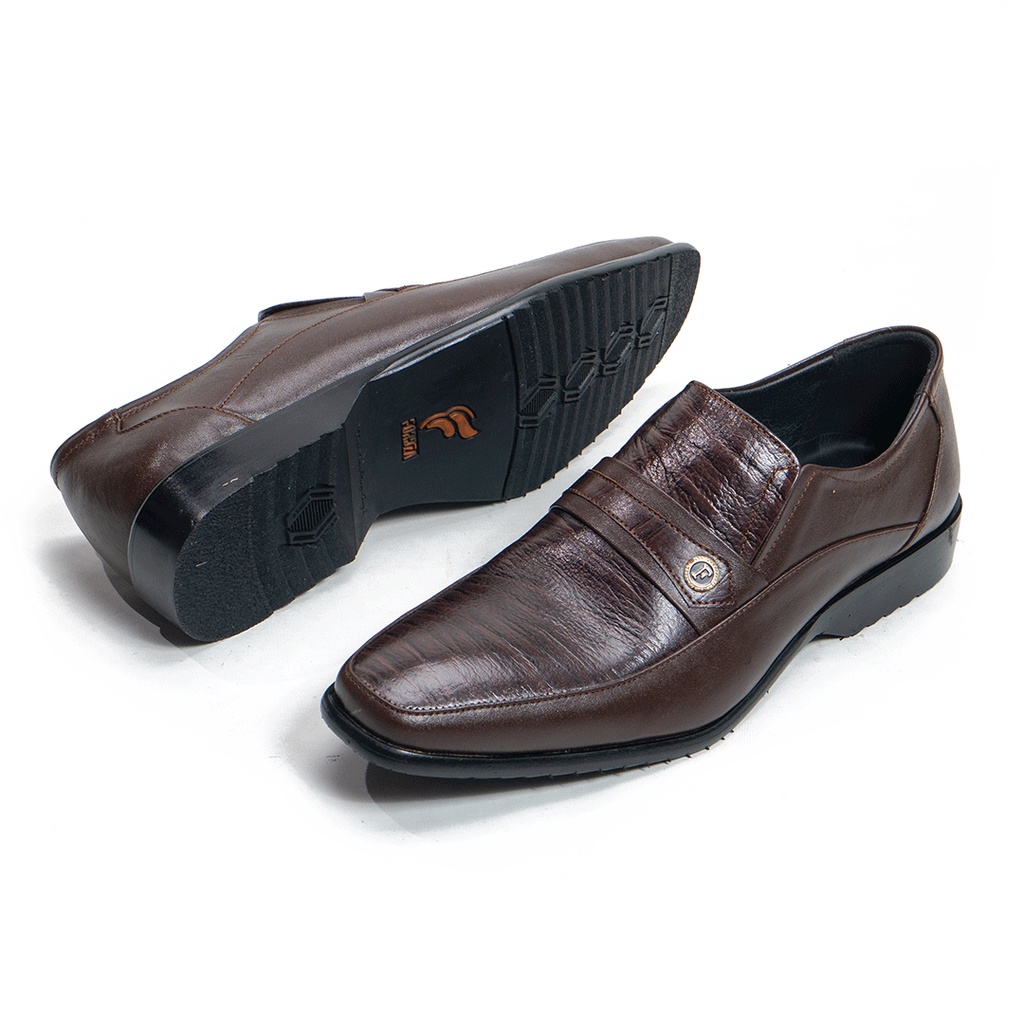Sepatu Pantofel Pria Formal Kerja Kantor Kulit Sapi Asli Outsol Karet F7007