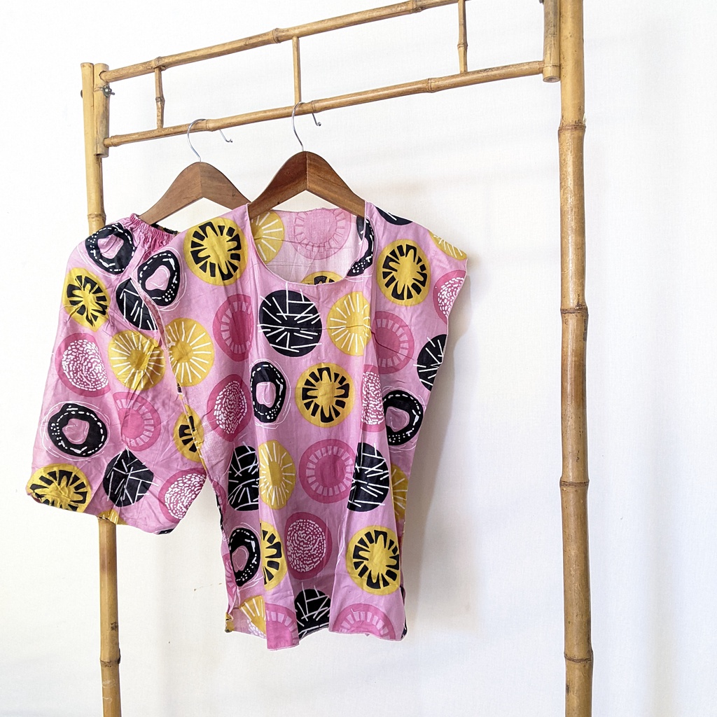 Baju Tidur Tanpa Lengan Piyama Krill Setelan Midi Homewear Homey Dress Baby Doll Dewasa Nyaman Di Rumah Santai WFH Rayon One Set Pajamas-lemon soft pink