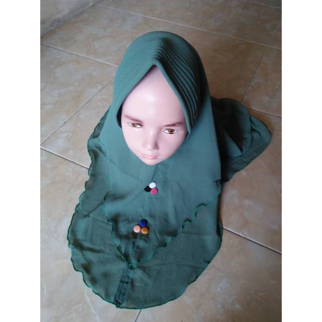 Jilbab anak ceruti 2 layer cantik