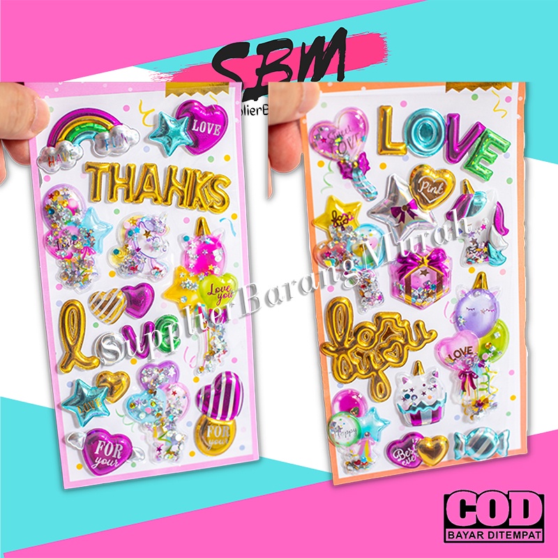 Stiker Ultah 3D Pesta Balon Birthday Love SP0006