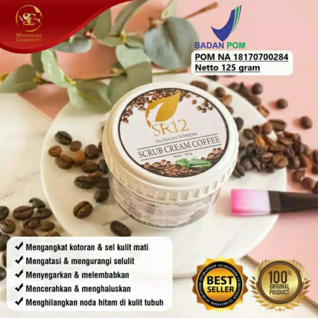 SR12 Lulur Kopi Scrub Cream Coffee Arabica Pencerah Kulit Whitening HB Dosting Bibit Super BPOM