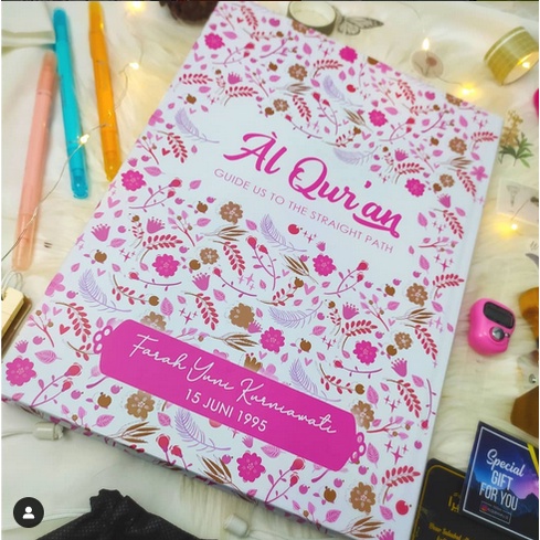 AL QURAN CUSTOME NAMA DESAIN REMAJA BESAR A4  SOUVENIR PERNIKAHAN HADIAH