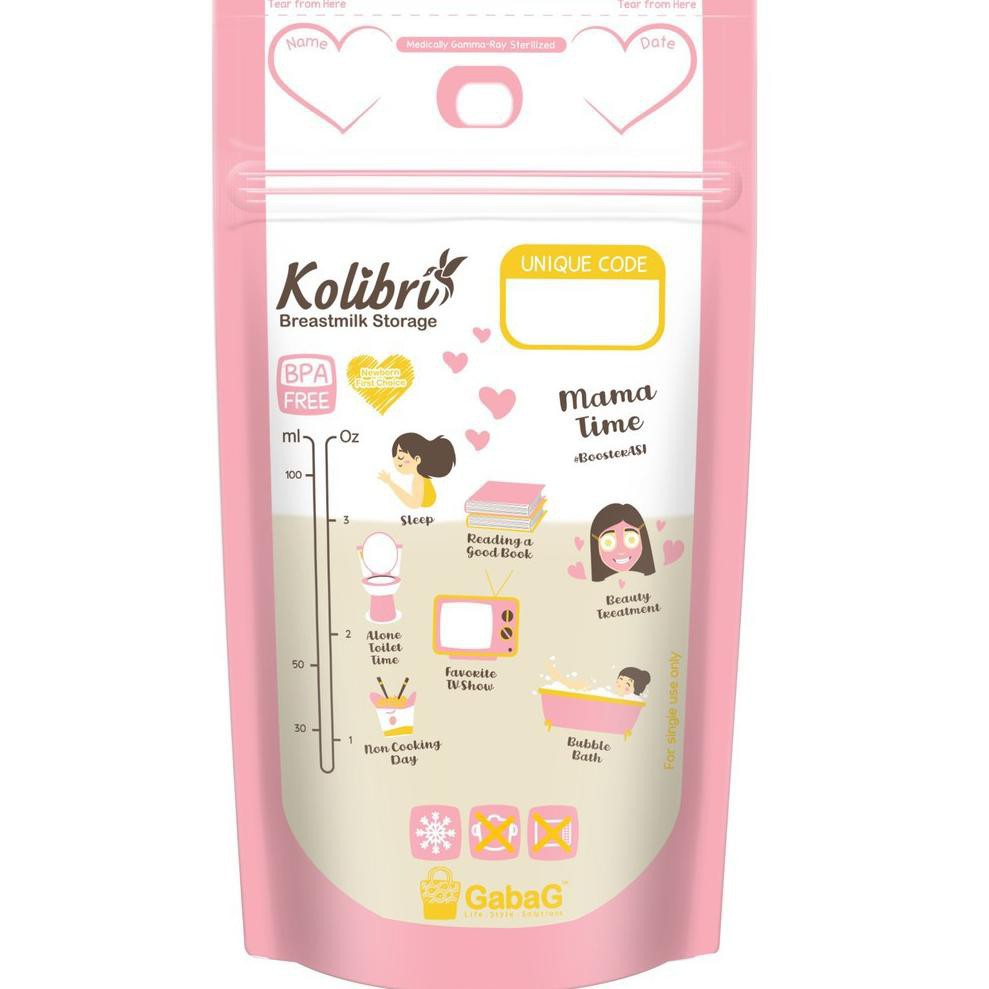 Gabag - Breastmilk Storage Kolibri 100ml (Kantong Asi) Work from Heart