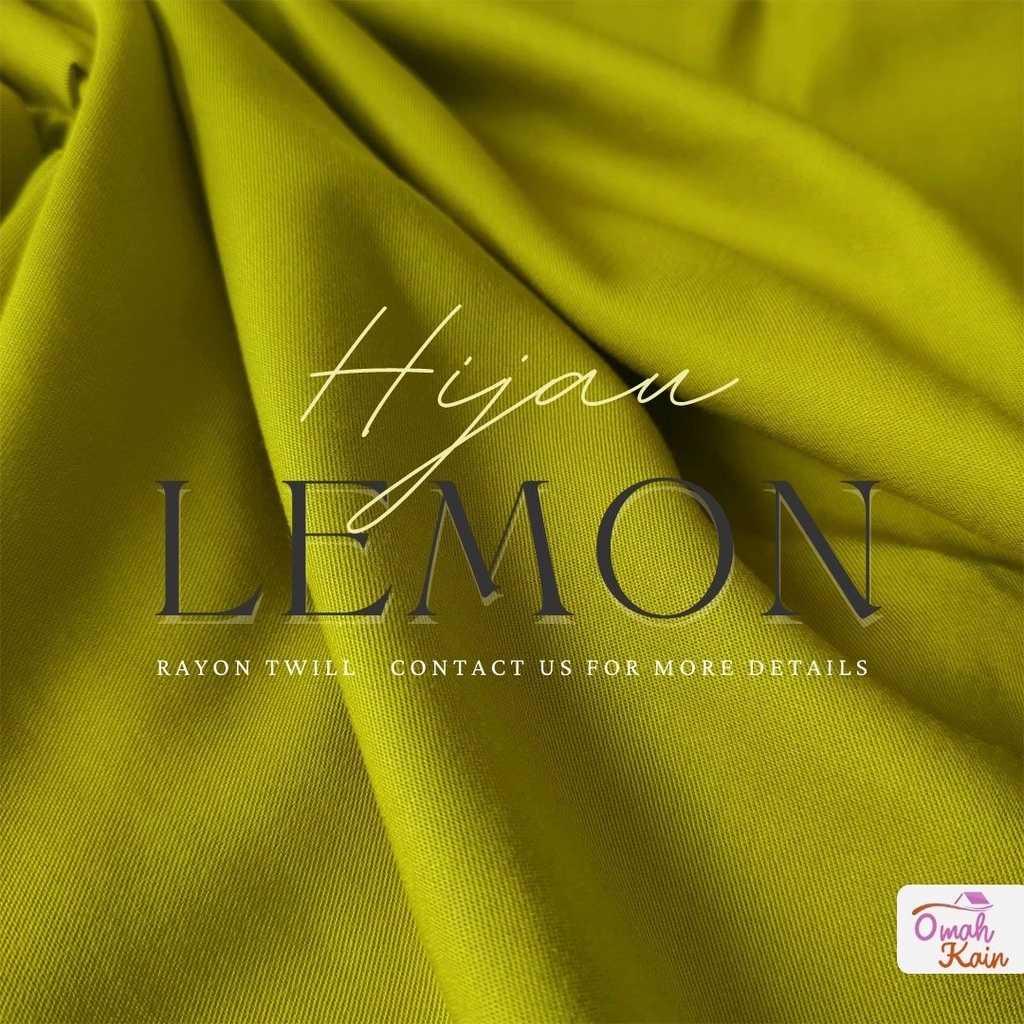 KAIN RAYON TWILL VISCOSE (100% rayon, jatuh, adem, tebal, lembut dan tidak berbulu) #omah kain-Hijau Lemon