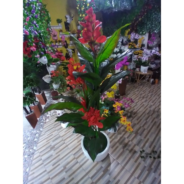 pohon plastik, pohon pisang kana berbunga, pohon artificial tinggi.