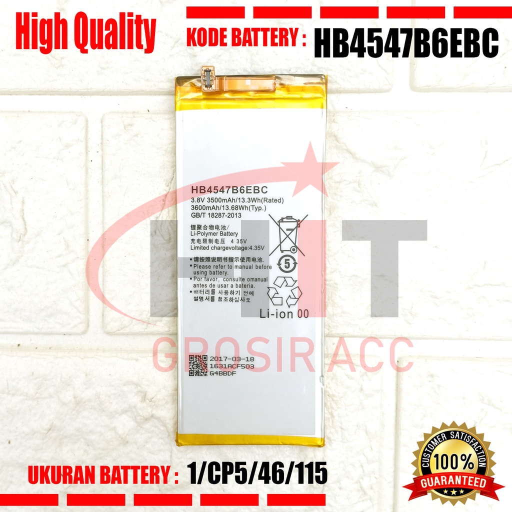 Baterai Battery For Huawei Honor 6 Plus HB4547B6EBC PE-TL20 PE-TL10 PE-CL00 PE-UL00