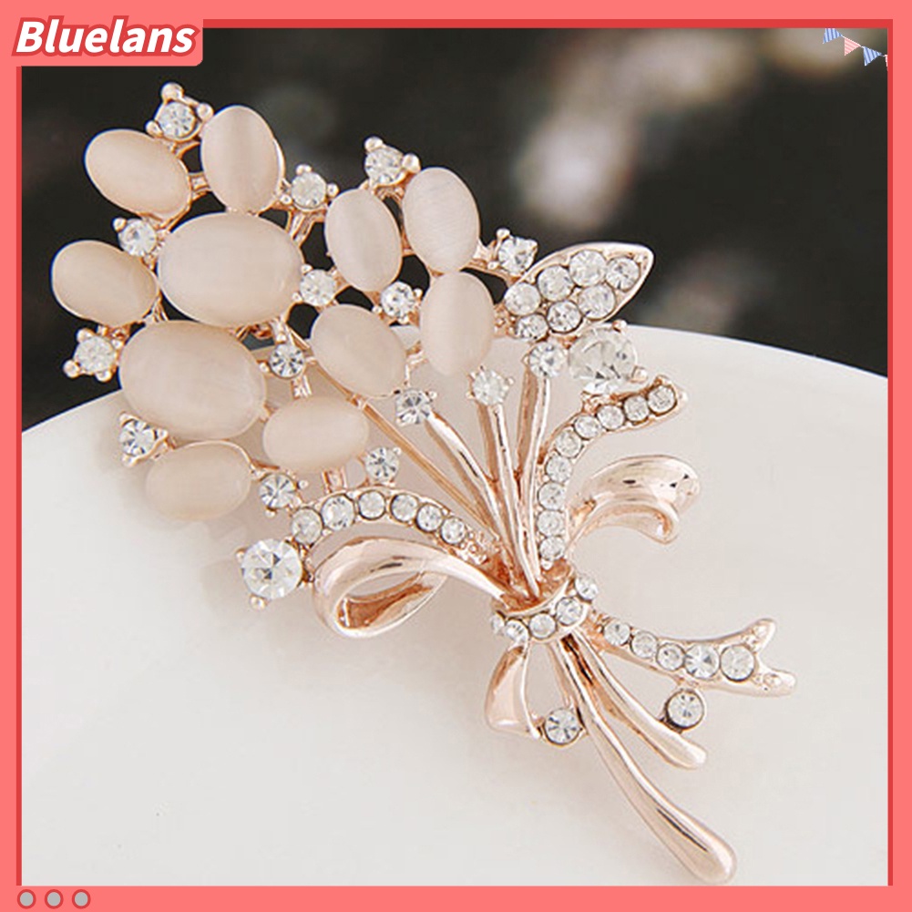 Bluelans Women Vintage Rhinestone Opal Wheat Flower Brooch Pin Dress Scarf Accessory