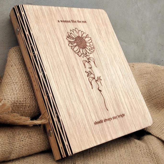 

BISA BAYAR DITEMPAT Binder Book Wood by Kayuyo (custom text/logo) BERGARANSI Kode 184