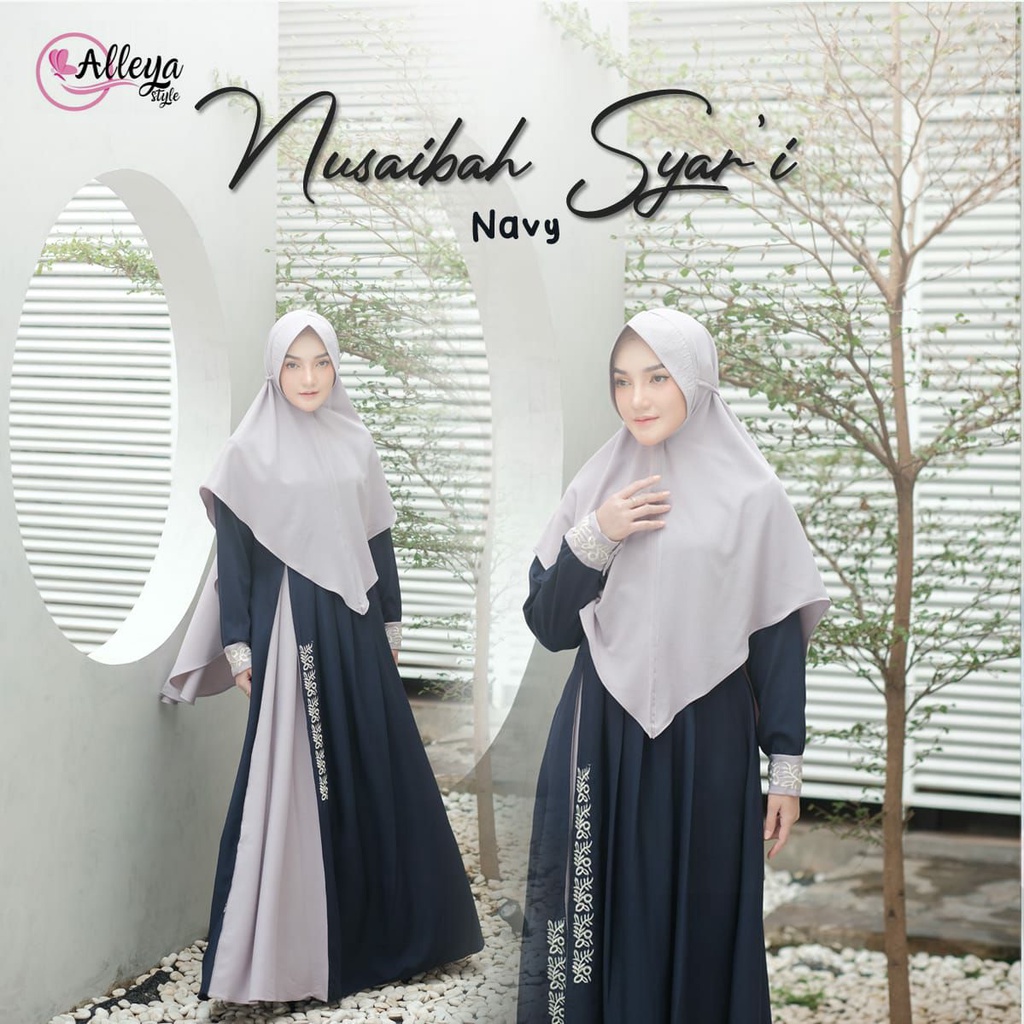 GAMIS SET JELITA RJ NUSAIBAH ALEEYA set khimar model tebaru S - XXXL double layer hits PREMIUM RENDA ITYCREPE