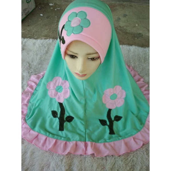 jilbab anak//lucu//gambar//nama bordir