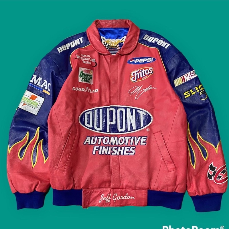jaket jeff hamilton full leather nascar jeff gordon vintage second original