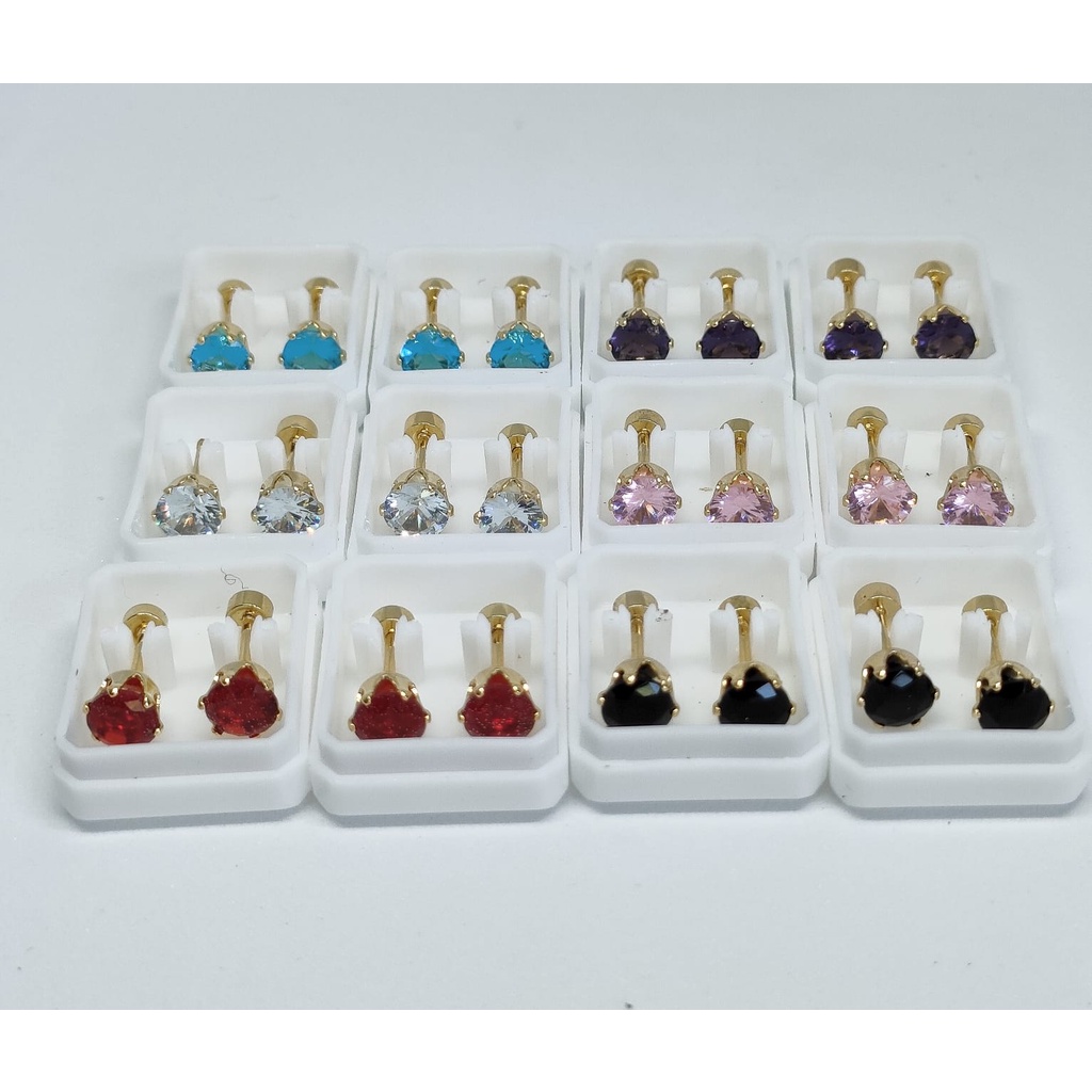 ANTING TUSUK BAHAN TITANIUM PERMATA WARNA WARNI ( SEPASANG )