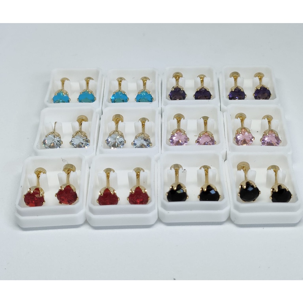 ANTING TUSUK BAHAN TITANIUM PERMATA WARNA WARNI ( SEPASANG )