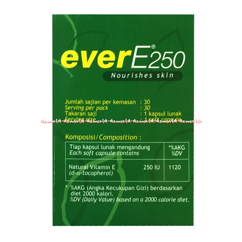 Ever E 250 Vitamin Lunak 30tablet Natur E Kapsul Vitamin E Untuk Kulit Ever-E Evere