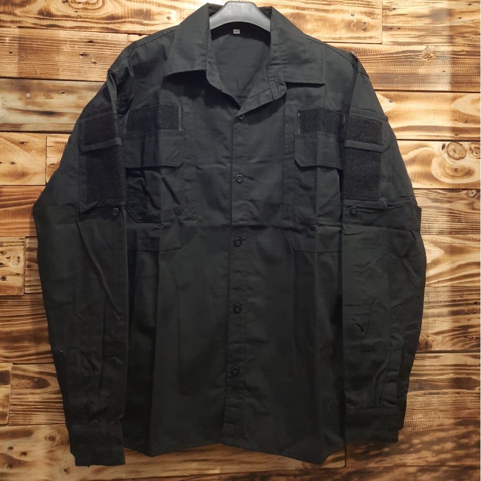 Kemeja Pria Tactical Panjang Hitam, Abu, Putih, Krem,Biru Navy