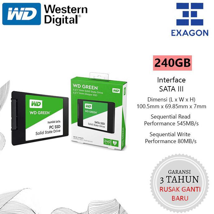 Ssd Wd Green 240Gb 3D Nand Sata 2.5" 7Mm Terlaris