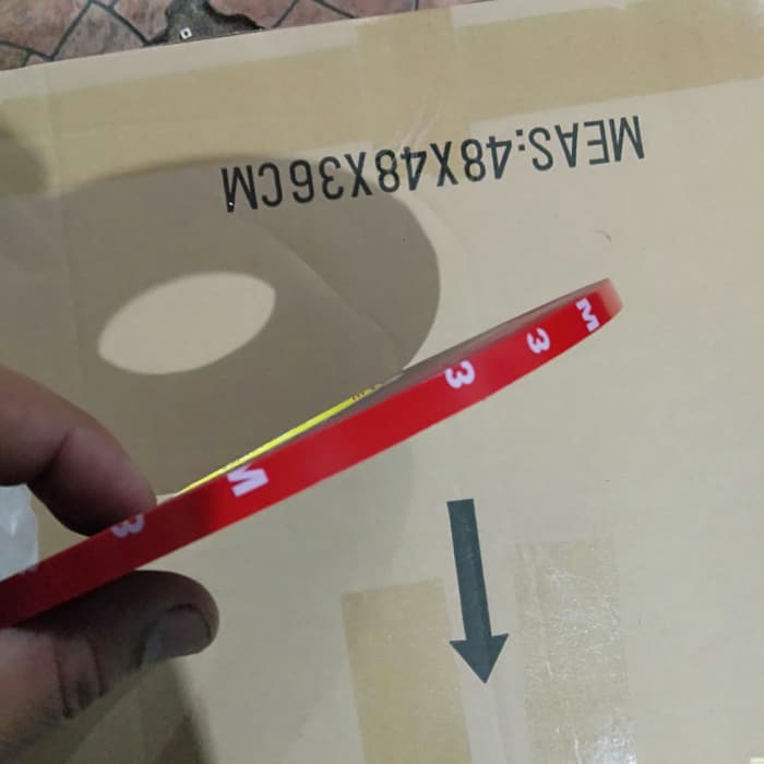 lem DOUBLE TAPE bolak balik lem perekat tipis talang air mobil / rumah merah m3 lebar 8 mm panjang 33 meter MERAH