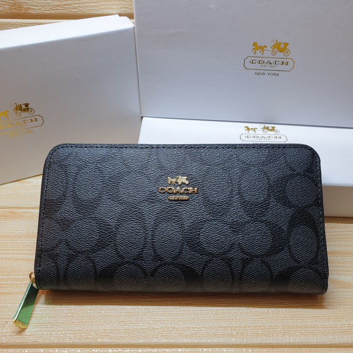 DOMPET WANITA MURAH PANJANG LIPAT MINI KECIL K7M9 Seleting Merk Coach Hitam