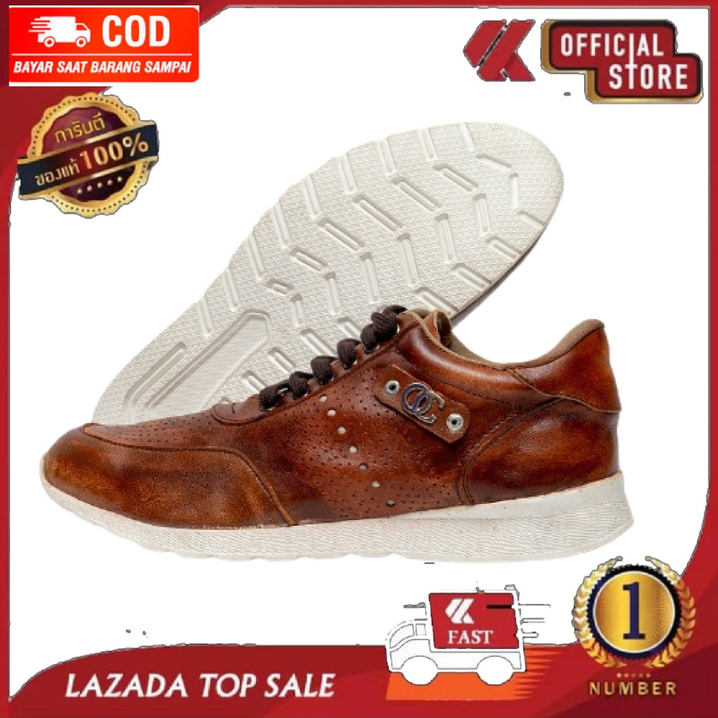 Sepatu Sneaker pria - Sepatu Casual - Sepatu  Sport - Bahan 100% Asli Kulit Sapi ]