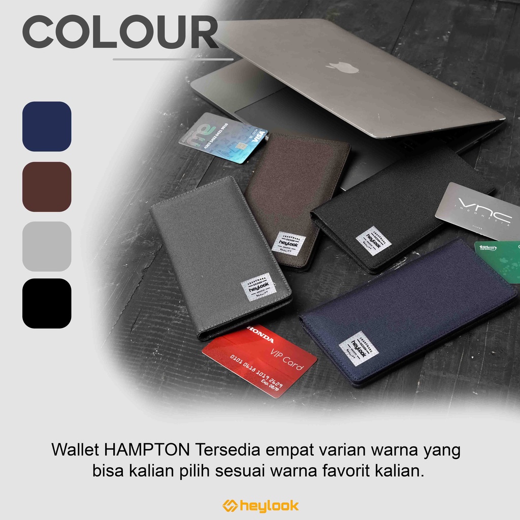 HEYLOOK Project - Dompet Pria Panjang Hampton Dompet Cordura Panjang Lipat Premium Pria Distro - BLACK