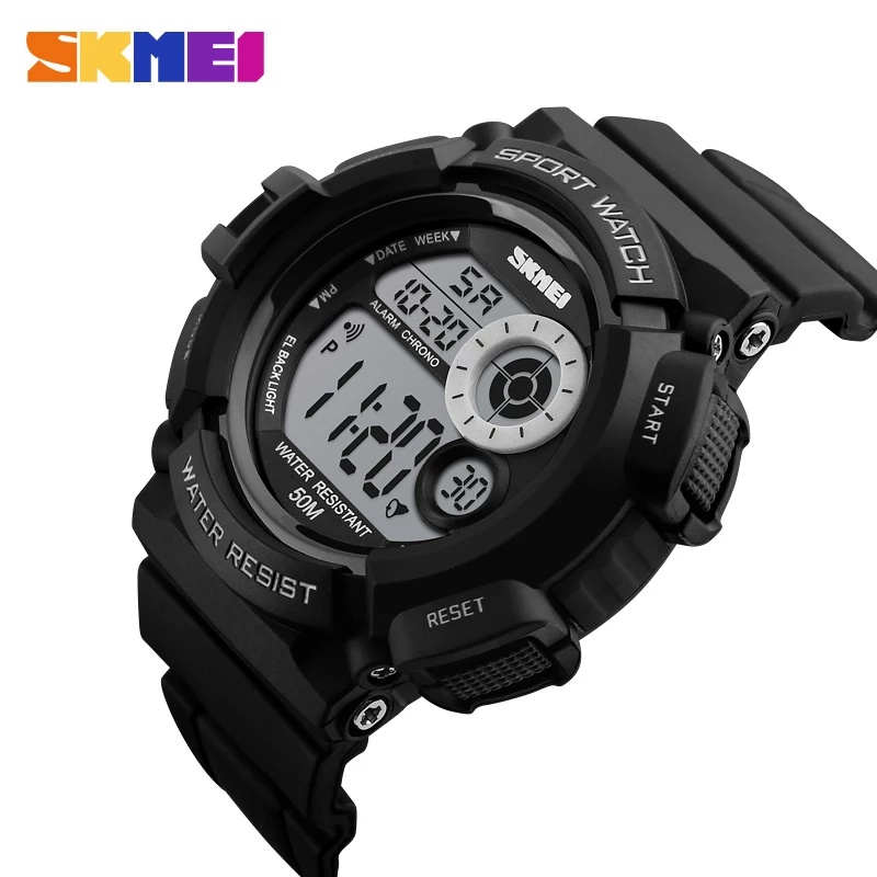 Jam Tangan Pria SKMEI 1222 Digital Dial Black Polyurethane Strap