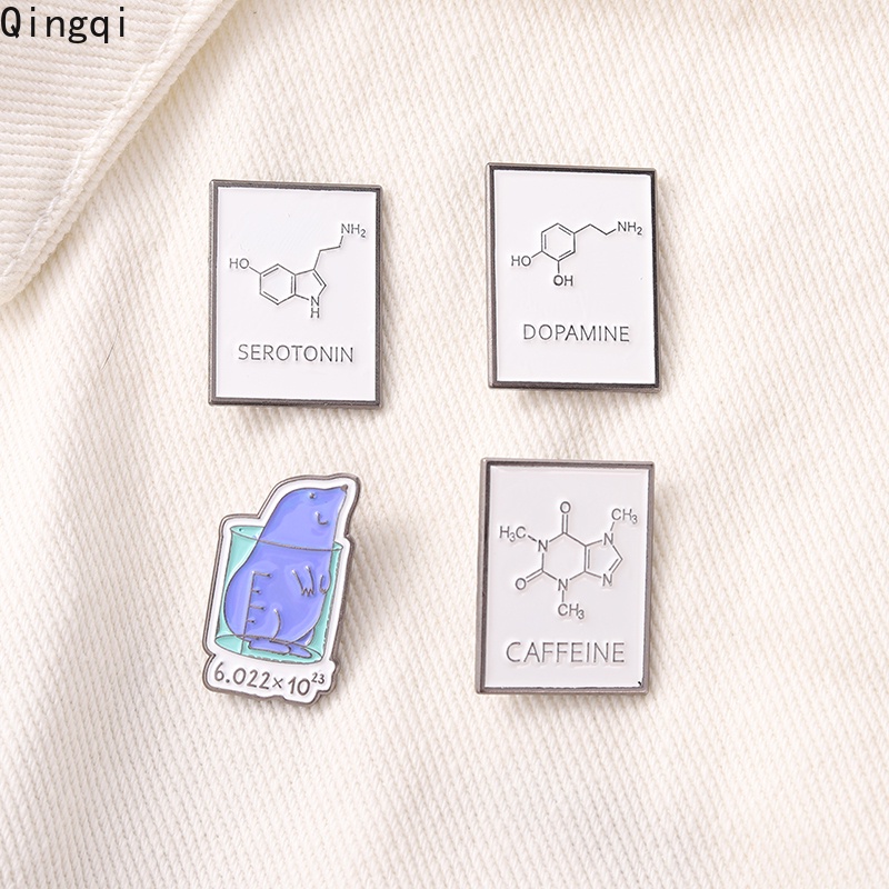 Bros Pin Enamel Desain Struktur Molekul Dopamine Serotonin Beaker Bahan Metal Untuk Hadiah