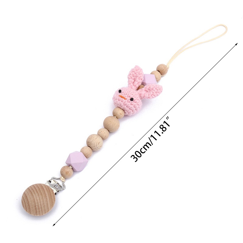 Mary Klip Rantai Manik Kayu Crochet Kelinci Holder Dot Empeng Bayi DIY