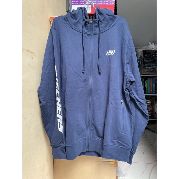 Ori Sale 70% Jaket Skechers Navy Cowok Pria