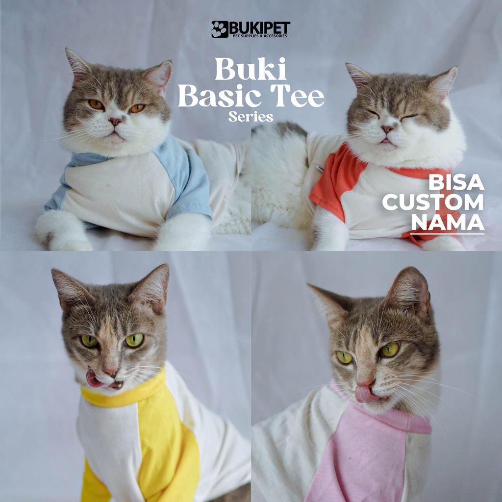 baju kucing anjing kelinci monyet lucu murah aksesoris hewan kecil - Buki basic tee series
