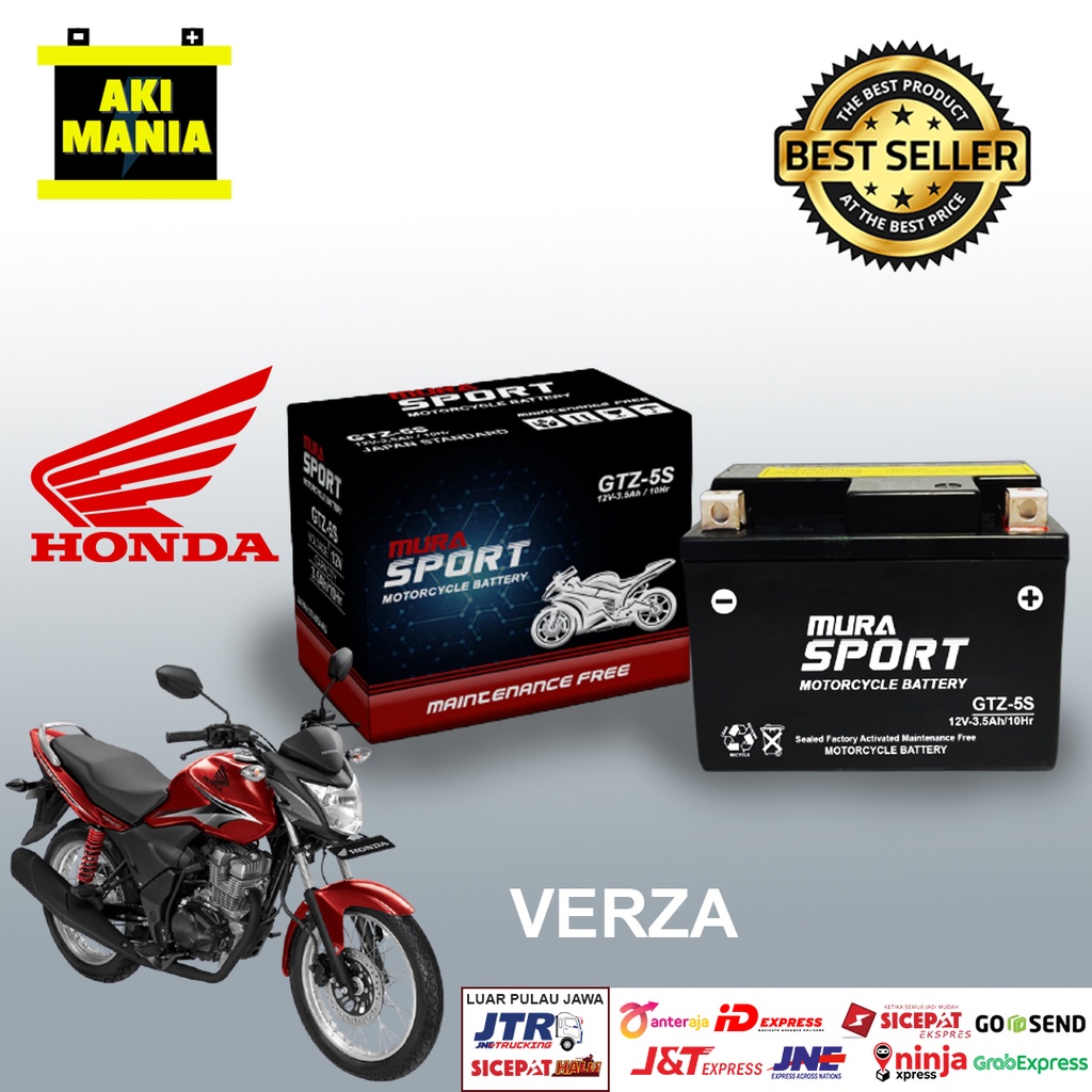 Jual Aki motor honda verza GTZ5S aki kering murasport berkualitas