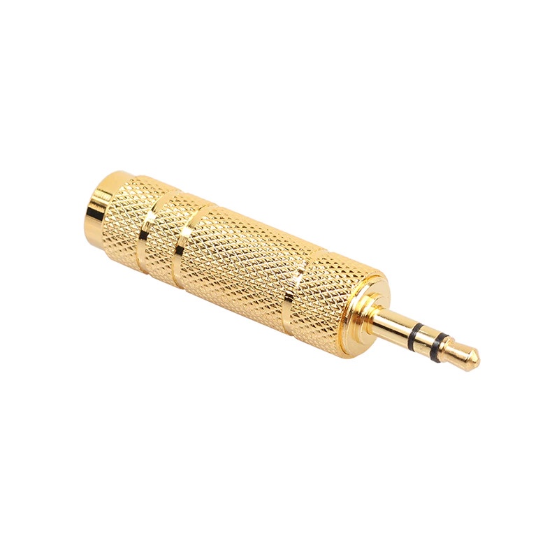 RConnect Kepala Plug AUX 3.5mm to 6.35mm Connector Head Gold Plated Male - N1002 - Golden